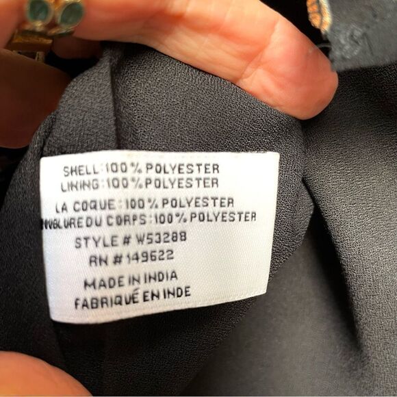 Walter Baker Selena Black Floral Neck Tie Blouse Large - Picture 7 of 8